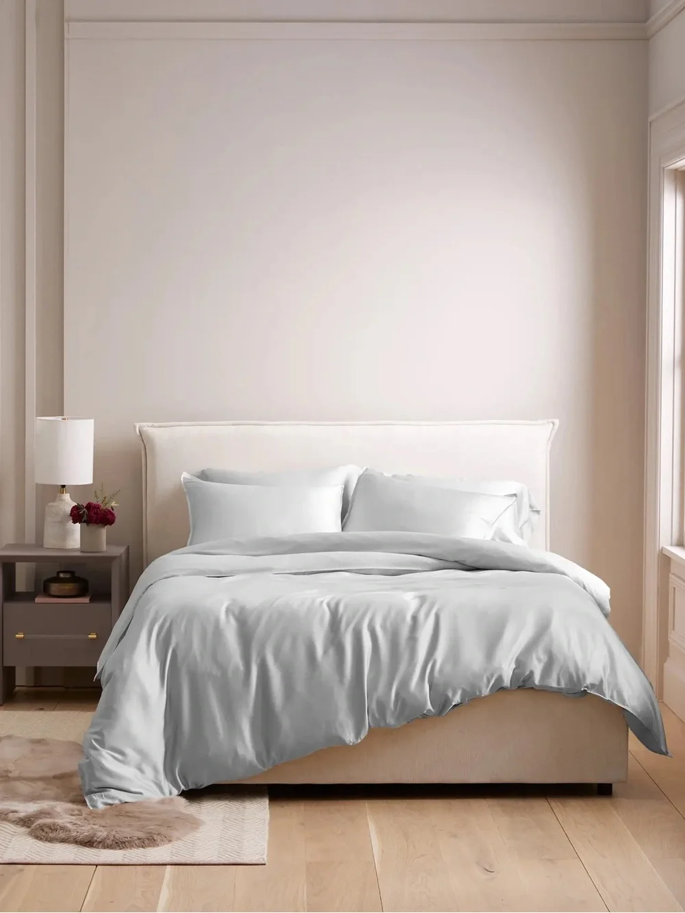 NWT QUINCE Bamboo Duvet Cover Full/Queen Light Grey 0564